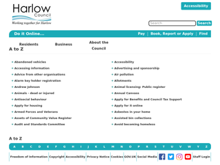 Screenshot for https://www.harlow.gov.uk/a-to-z/a