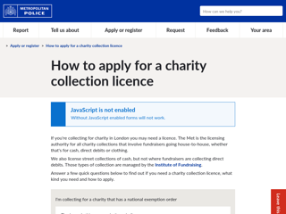 Screenshot for https://www.met.police.uk/ar/applyregister/ccl/met/apply-for-charity-collection-licence/im-collecting-for-a-charity-that-has-a-national-exemption-order/
