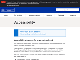 Screenshot for https://www.met.police.uk/hyg/accessibility/