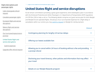 Screenshot for https://www.westjet.com/en-gb/travel-info/flight-interruptions/us-service-plan