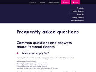 Screenshot for https://www.onefamily.com/your-foundation/personal-grants/frequently-asked-questions-personal-grants/