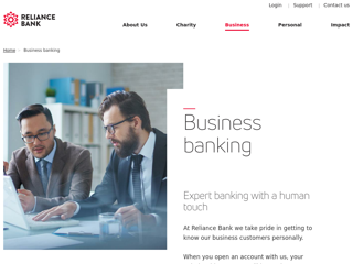 Screenshot for https://www.reliancebankltd.com/business-banking