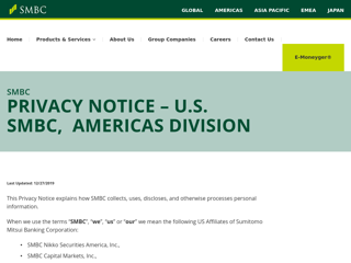 Screenshot for https://www.smbcgroup.com/americas/privacy/