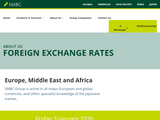 Screenshot for https://www.smbcgroup.com/emea/about-us/foreign-exchange-rates/