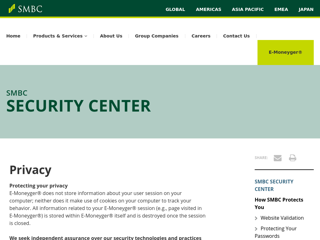 Screenshot for https://www.smbcgroup.com/security/how-smbc-protects-you/privacy/