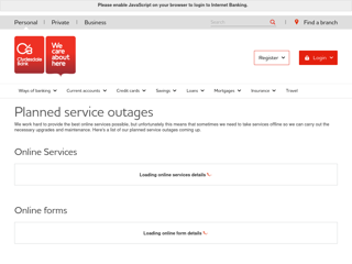 Screenshot for https://secure.cbonline.co.uk/planned-service-outages/