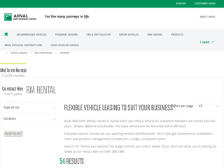 Screenshot for https://www.arval.co.uk/vehicle-leasing/mid-term-rental/category?items_per_page=12&=Appliquer
