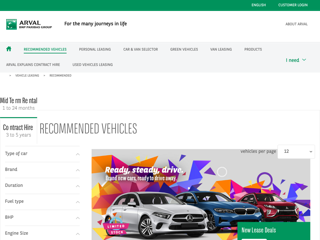 Screenshot for https://www.arval.co.uk/vehicle-leasing/recommended?type_car=10&duration=All&items_per_page=12