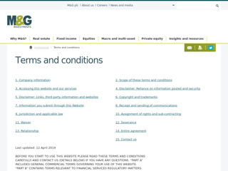Screenshot for https://www.mandg.co.uk/institutions/footer/terms-and-conditions/