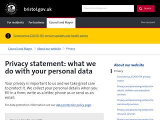 Screenshot for https://www.bristol.gov.uk/about-our-website/privacy