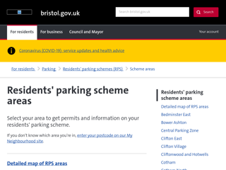 Screenshot for https://www.bristol.gov.uk/parking/scheme-areas