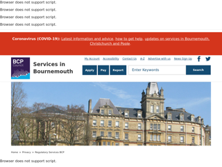 Screenshot for https://www.bournemouth.gov.uk/Privacy/regulatory-services-bcp.aspx