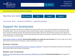 Screenshot for https://www.eden.gov.uk/coronavirus-covid-19/support-for-businesses/