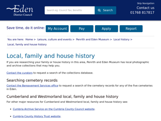 Screenshot for https://www.eden.gov.uk/leisure-culture-and-events/penrith-and-eden-museum/local-history/local-family-and-house-history/