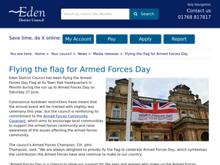 Screenshot for https://www.eden.gov.uk/your-council/news/media-releases/flying-the-flag-for-armed-forces-day/