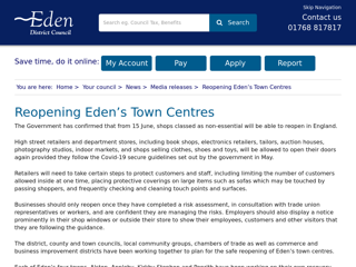 Screenshot for https://www.eden.gov.uk/your-council/news/media-releases/reopening-eden-s-town-centres/