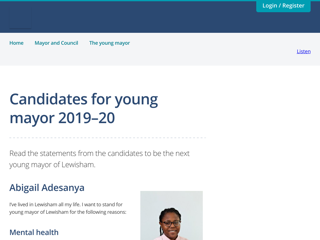 Screenshot for https://lewisham.gov.uk/mayorandcouncil/youngmayor/candidates-for-young-mayor-2019-20