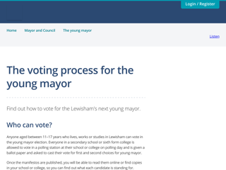 Screenshot for https://lewisham.gov.uk/mayorandcouncil/youngmayor/the-voting-process-for-the-young-mayor