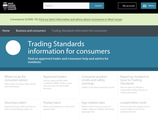 Screenshot for https://www.westsussex.gov.uk/business-and-consumers/trading-standards-information-for-consumers/