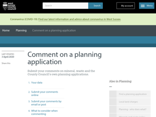Screenshot for https://www.westsussex.gov.uk/planning/comment-on-a-planning-application/