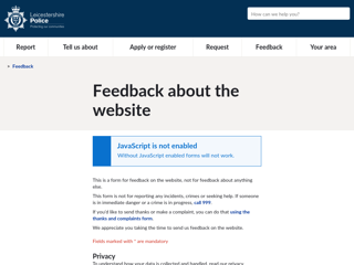 Screenshot for https://www.leics.police.uk/fo/feedback/fw/feedback-about-website/