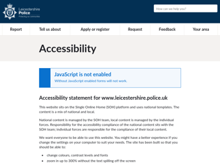 Screenshot for https://www.leics.police.uk/hyg/accessibility/