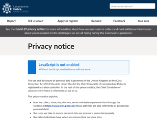 Screenshot for https://www.leics.police.uk/hyg/fpnleic/privacy-notice/