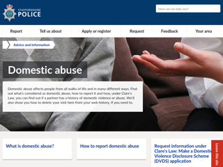 Screenshot for https://www.staffordshire.police.uk/advice/advice-and-information/daa/domestic-abuse/