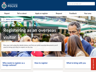 Screenshot for https://www.staffordshire.police.uk/advice/advice-and-information/ov/registering-overseas-visitor/