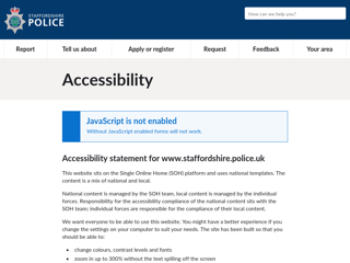 Screenshot for https://www.staffordshire.police.uk/hyg/accessibility/