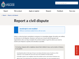 Screenshot for https://www.staffordshire.police.uk/ro/report/cd/civil-dispute/dispute-neighbours-childrens-toys/