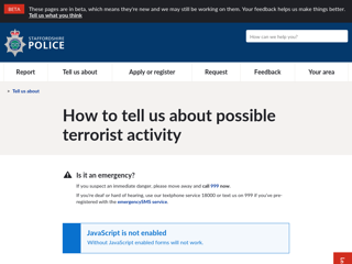 Screenshot for https://www.staffordshire.police.uk/tua/tell-us-about/ath/possible-terrorist-activity/