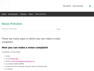 Screenshot for https://www.stevenage.gov.uk/environment/pollution/noise/noise-pollution