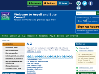 Screenshot for https://www.argyll-bute.gov.uk/a-z/c