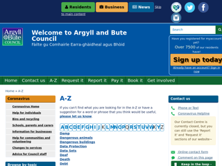 Screenshot for https://www.argyll-bute.gov.uk/a-z/d