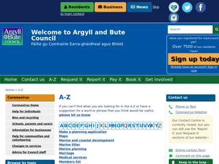 Screenshot for https://www.argyll-bute.gov.uk/a-z/m