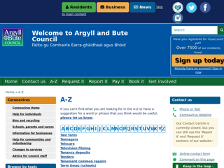 Screenshot for https://www.argyll-bute.gov.uk/a-z/t