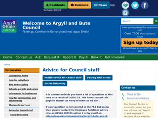 Screenshot for https://www.argyll-bute.gov.uk/coronavirus/advice-council-staff