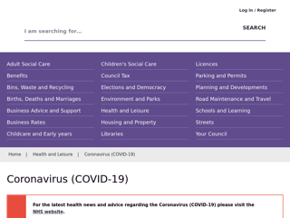 Screenshot for https://www.harrow.gov.uk/coronavirus