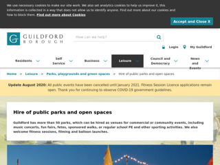 Screenshot for https://www.guildford.gov.uk/hirepublicparks