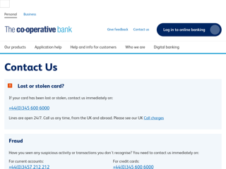 Screenshot for https://www.co-operativebank.co.uk/customerservices/contactus?
