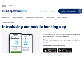 Screenshot for https://www.co-operativebank.co.uk/help-and-support/mobile-banking?int_cmp=topnav_digitalbanking_mobilebanking