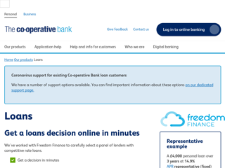 Screenshot for https://www.co-operativebank.co.uk/loans?int_cmp=topnav_our-products_loans