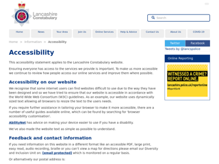 Screenshot for https://www.lancashire.police.uk/information/accessibility/