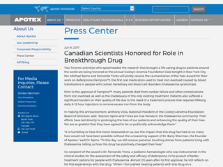 Screenshot for https://www1.apotex.com/global/about-us/press-center/2017/06/08/canadian-scientists-honored-for-role-in-breakthrough-drug