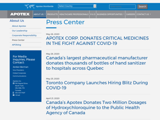 Screenshot for https://www1.apotex.com/global/about-us/press-center