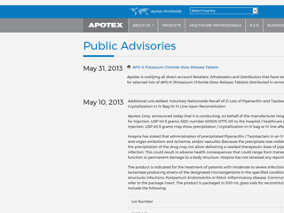 Screenshot for https://www1.apotex.com/global/public-advisories?