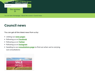 Screenshot for https://www.whitehorsedc.gov.uk/vale-of-white-horse-district-council/about-the-council/council-news/