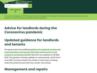 Screenshot for https://www.whitehorsedc.gov.uk/vale-of-white-horse-district-council/coronavirus-community-support/information-for-landlords-and-tenants-during-the-coronavirus-pandemic/advice-for-landlords-during-the-coronavirus-pandemic/