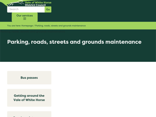 Screenshot for https://www.whitehorsedc.gov.uk/vale-of-white-horse-district-council/parking-roads-and-streets/